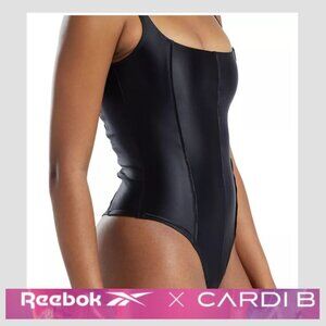 🆕 REEBOK x Cardi B Women's Scoop-Neck Corset-Fit Bodysuit SZ XS HI-SHINE
